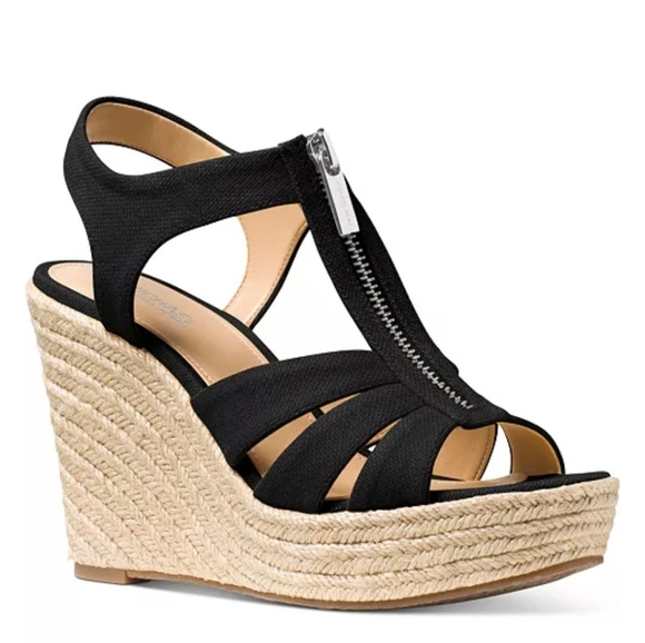 Michael Kors Black Wedge Sandals - Picture 1 of 8